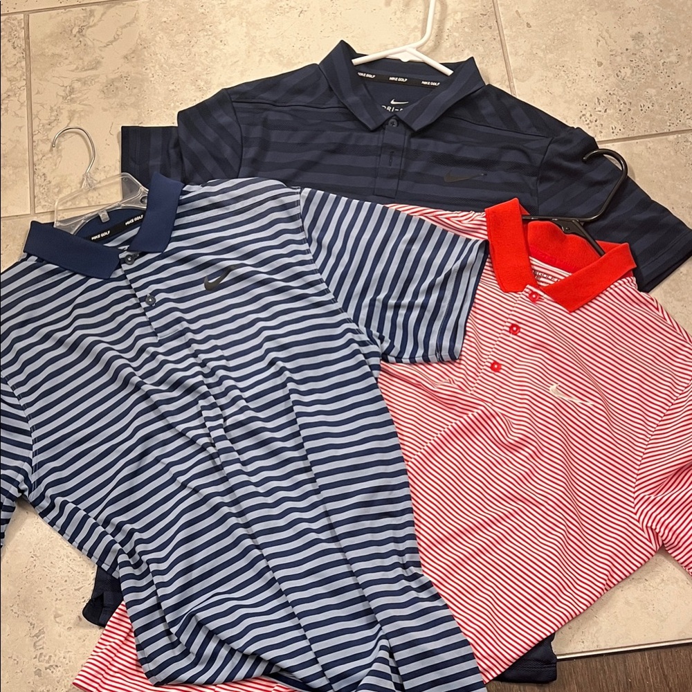 Nike Golf Men's M Polo Shirt Trio - Navy, Blue, and Red